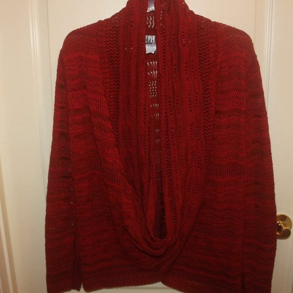 2 1 2 New York Sweater orange red mingle open weave long sleeve New no tags … - Picture 1 of 3
